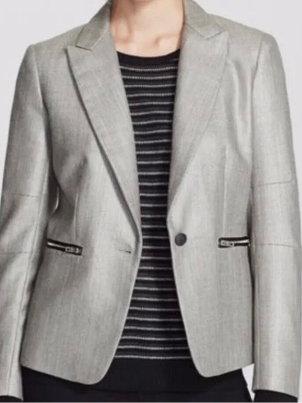 rag & bone light gray tailored blazer with zip pockets